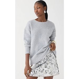 J. Crew Relaxed Crew Neck Sweater Metallic Silver Brushed Yarn Plus Size 2X